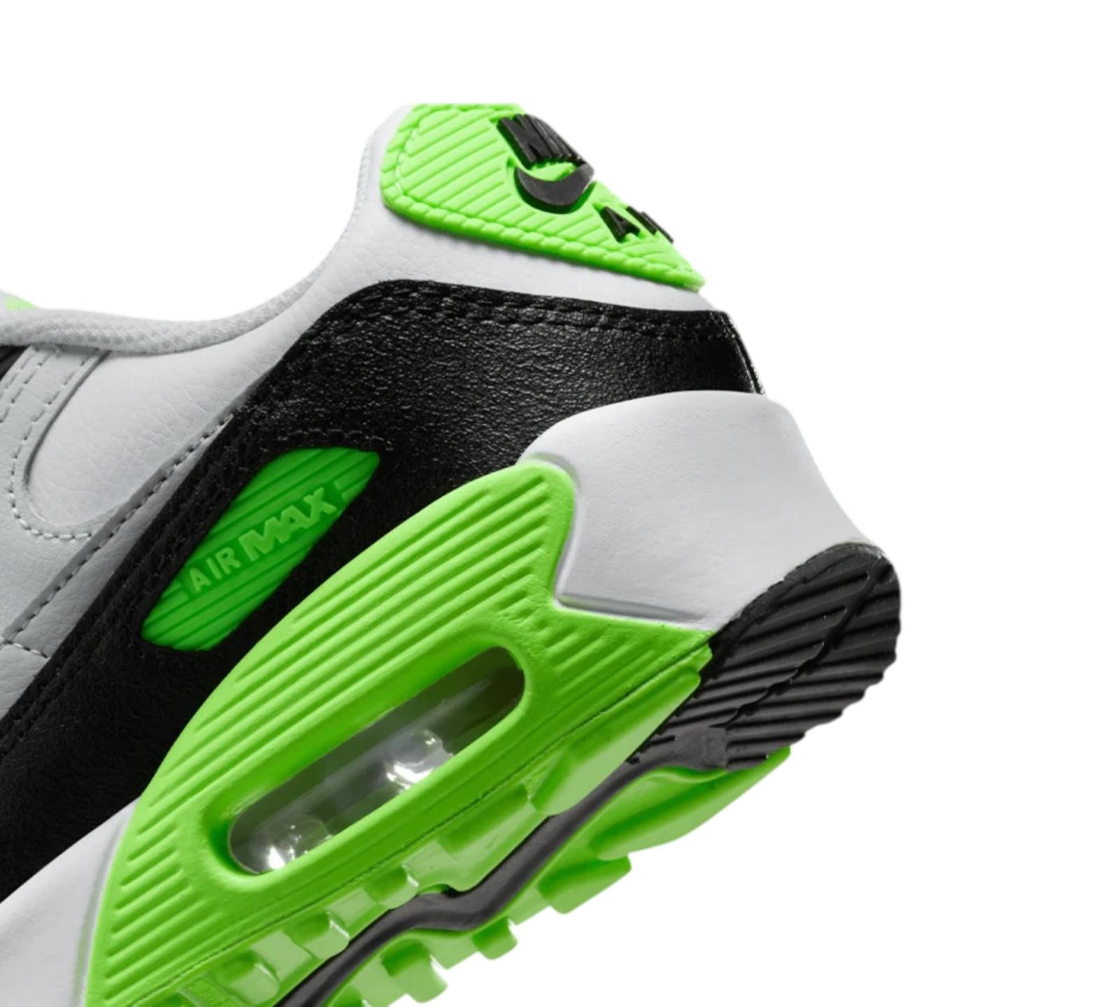 NIKE AIR MAX 90 LTR WHITE PHOTON DUST LIME BLAST LIGHT SMOKE GREY