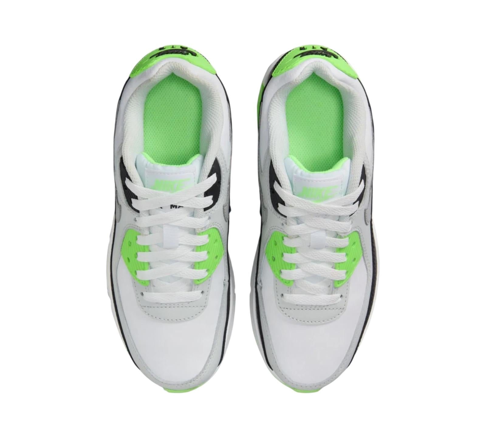 NIKE AIR MAX 90 LTR WHITE PHOTON DUST LIME BLAST LIGHT SMOKE GREY
