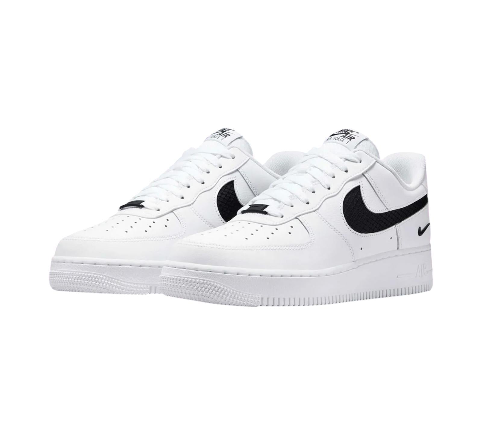 NIKE AIR FORCE 1 LOW SE NYLON SWOOSH WHITE BLACK