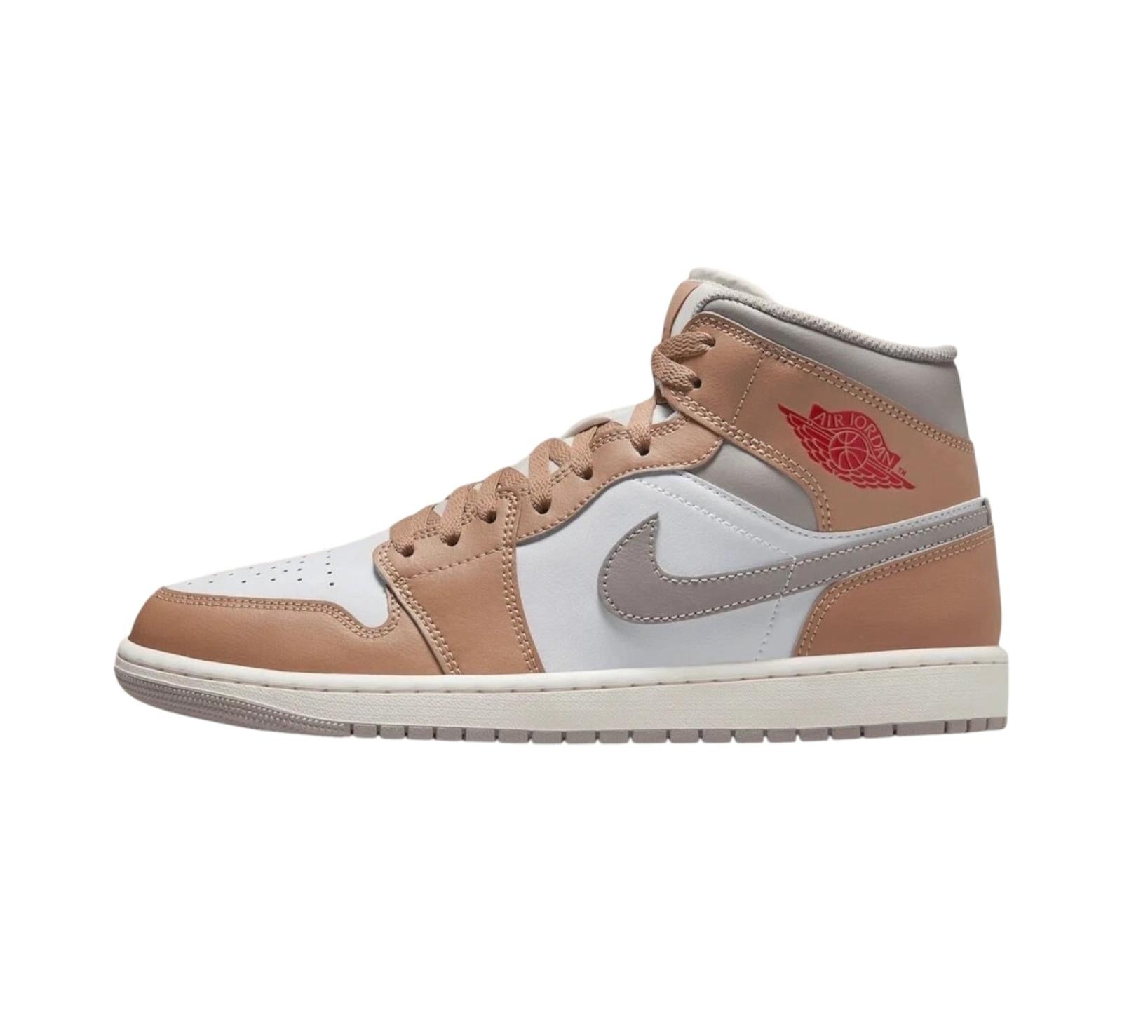 JORDAN 1 MID RATTAN WHITE COLLEGE GREY