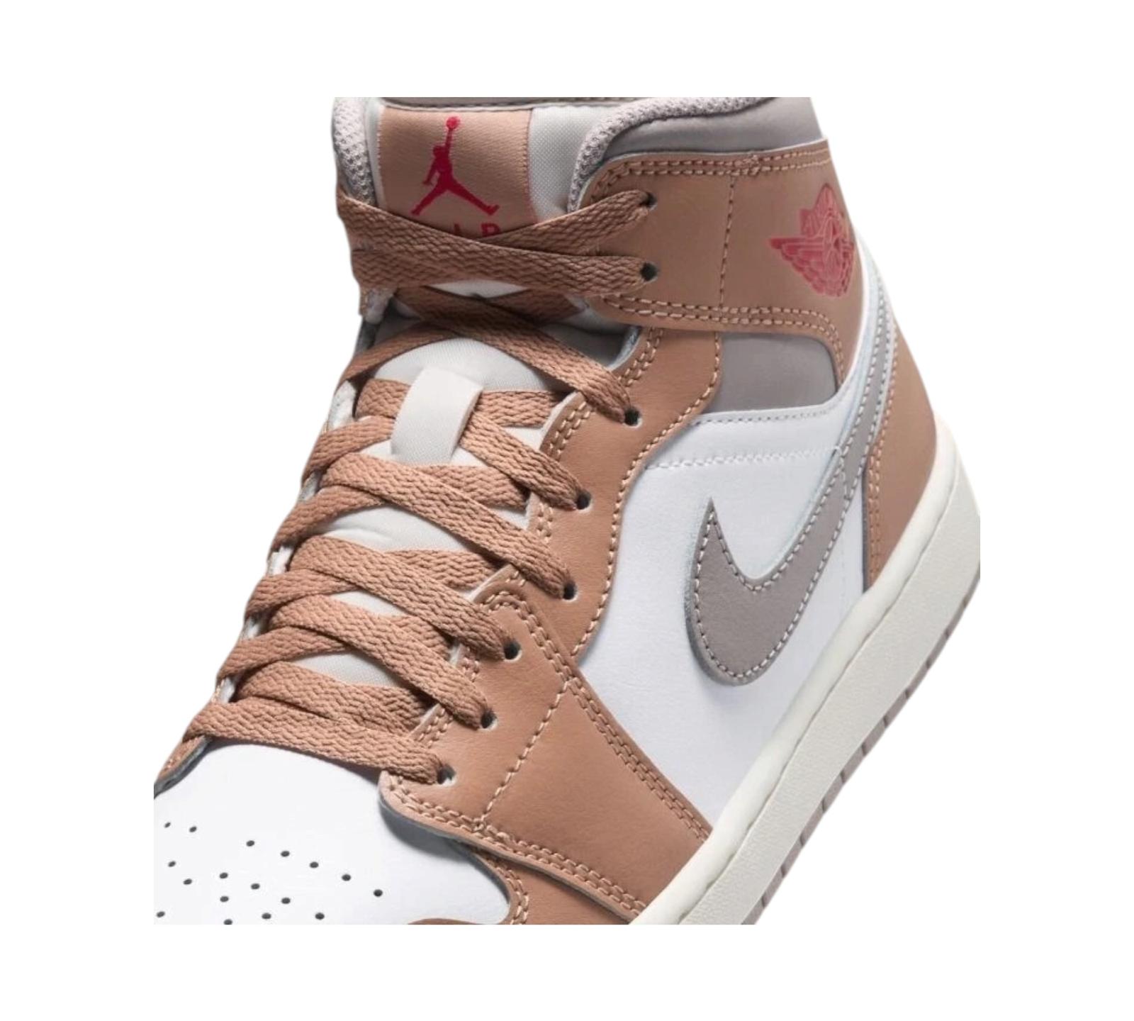 JORDAN 1 MID RATTAN WHITE COLLEGE GREY