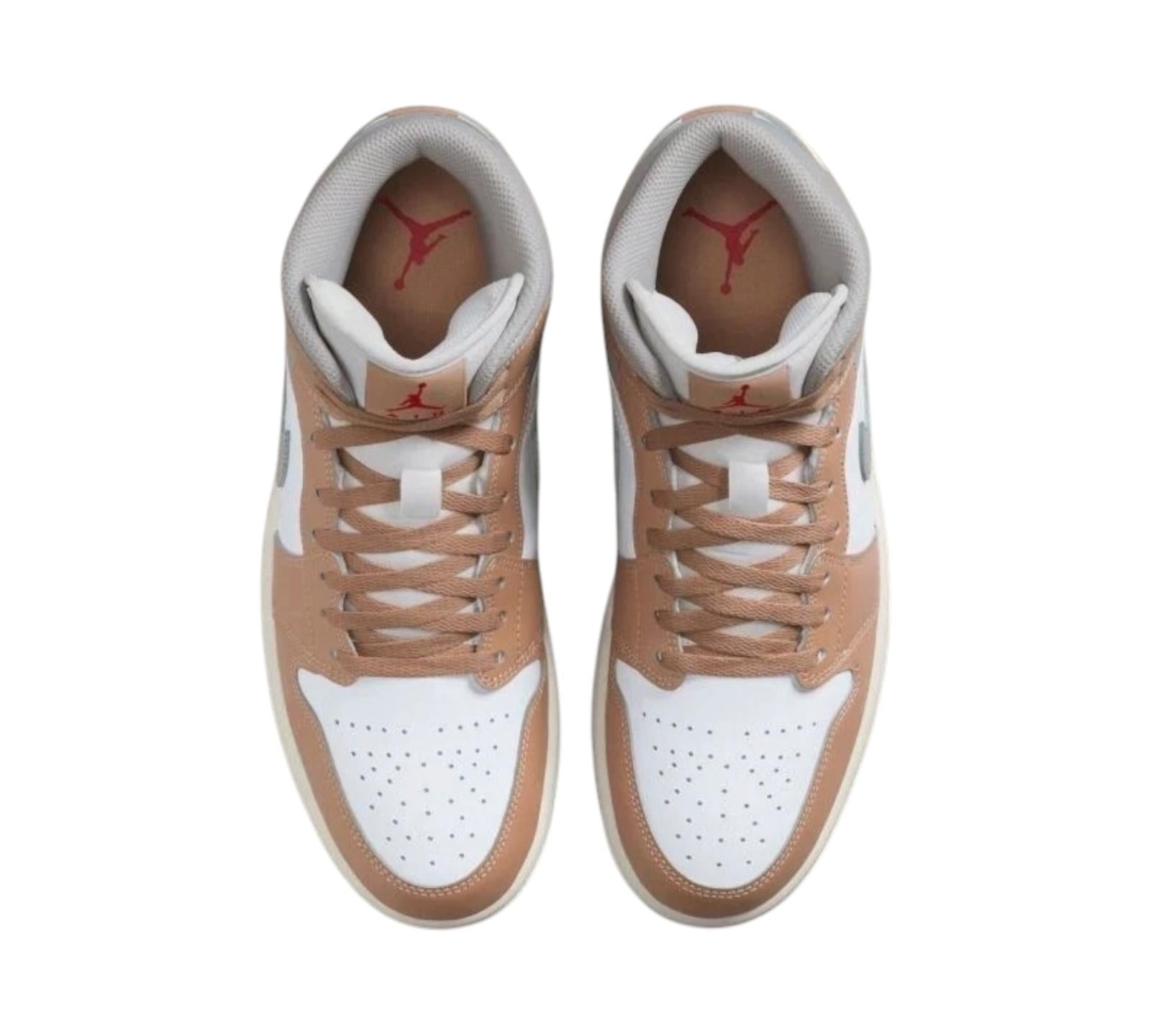 JORDAN 1 MID RATTAN WHITE COLLEGE GREY
