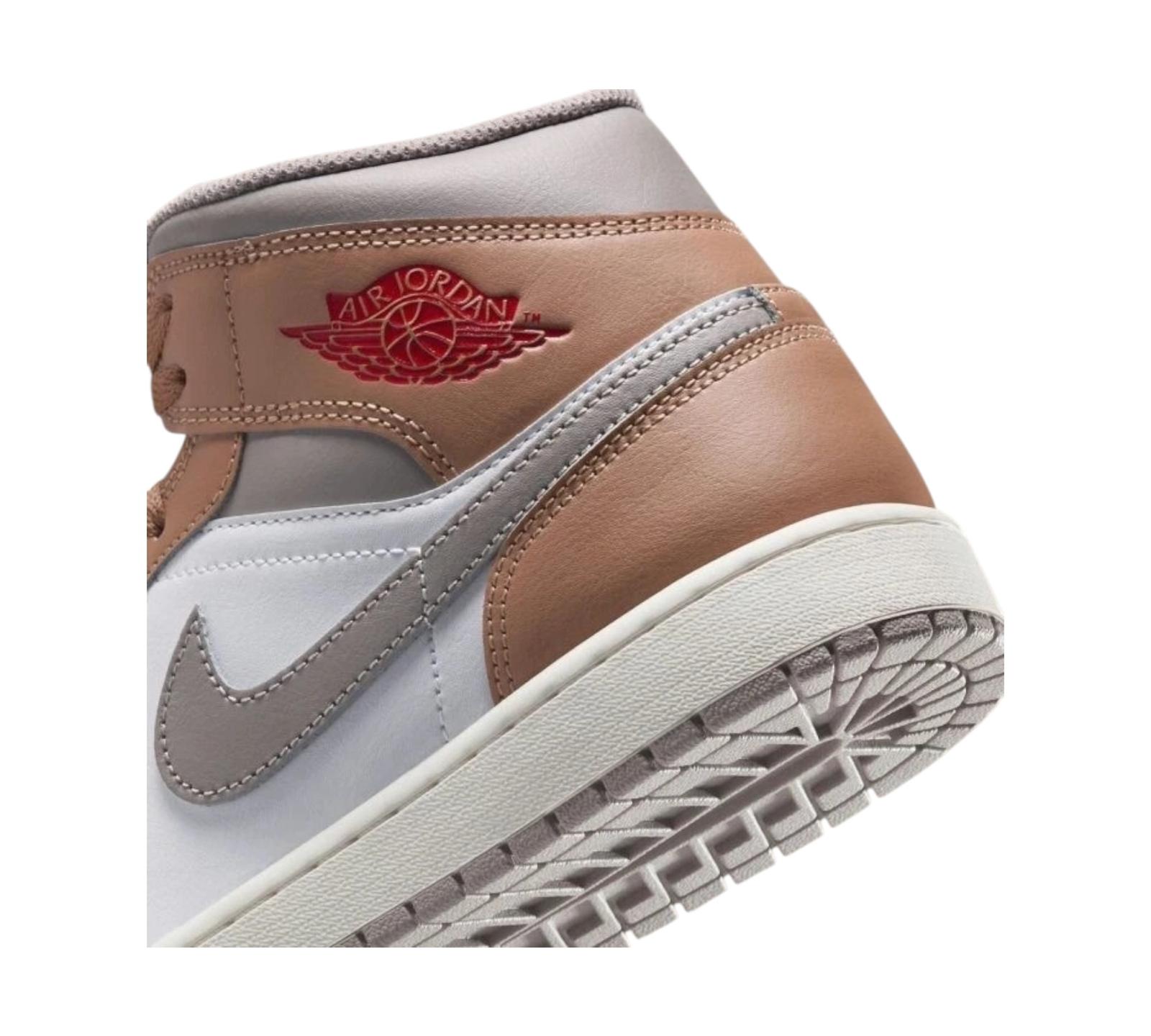 JORDAN 1 MID RATTAN WHITE COLLEGE GREY