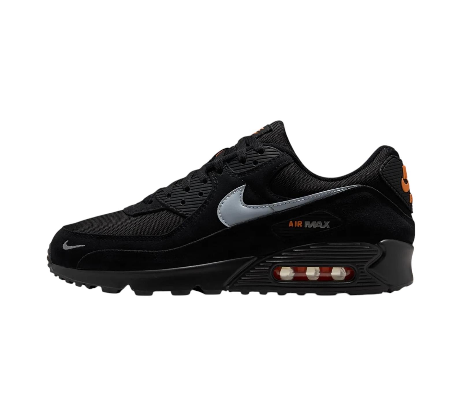 NIKE AIR MAX 90 BLACK METALLIC COOL GREY ORANGE