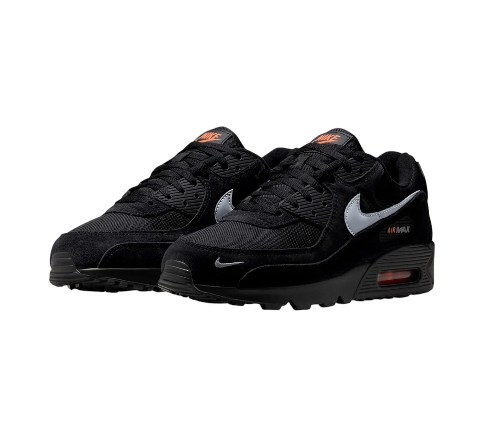 NIKE AIR MAX 90 BLACK METALLIC COOL GREY ORANGE