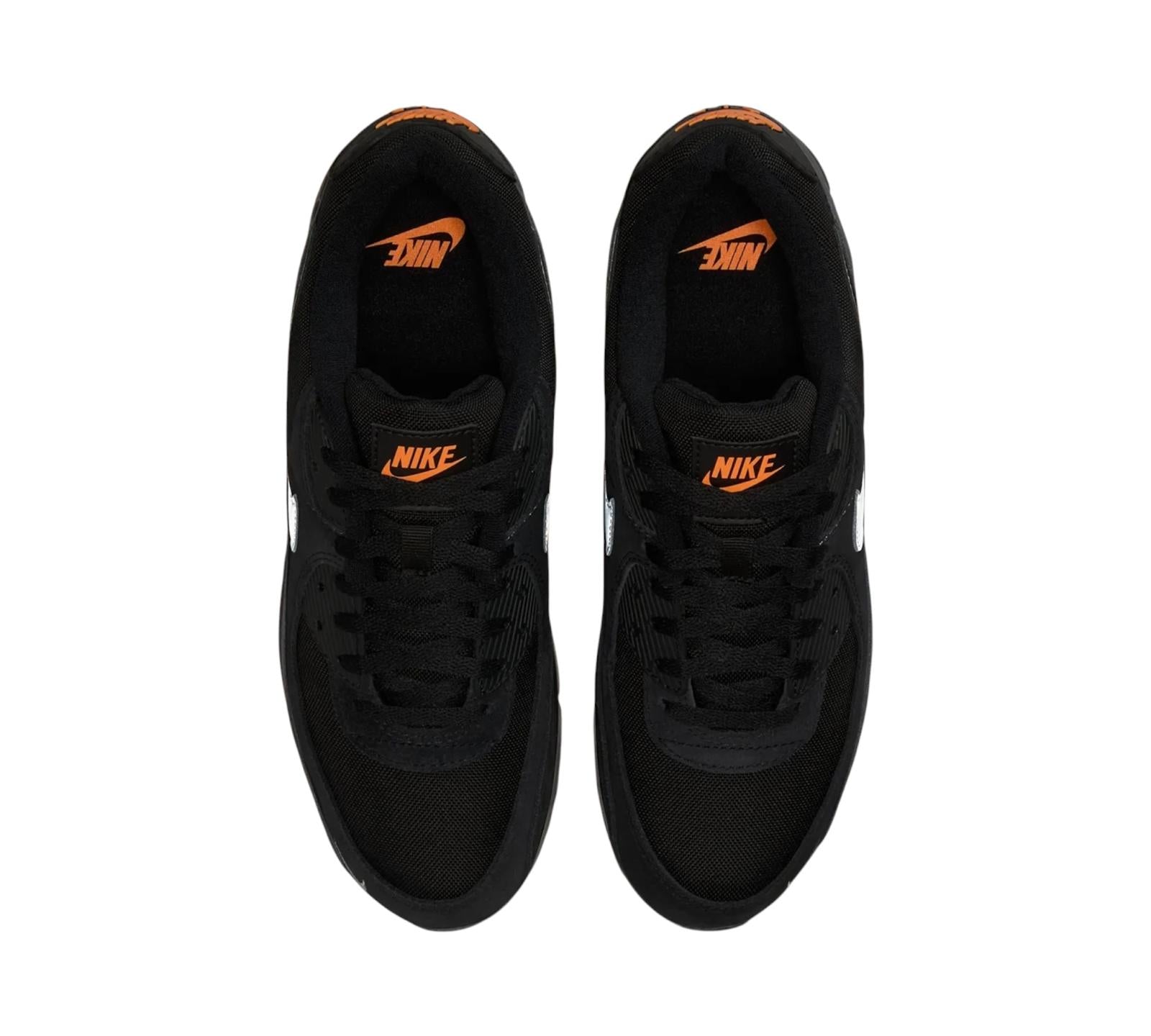 NIKE AIR MAX 90 BLACK METALLIC COOL GREY ORANGE