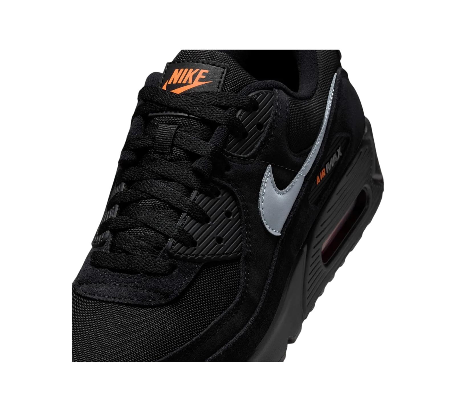 NIKE AIR MAX 90 BLACK METALLIC COOL GREY ORANGE