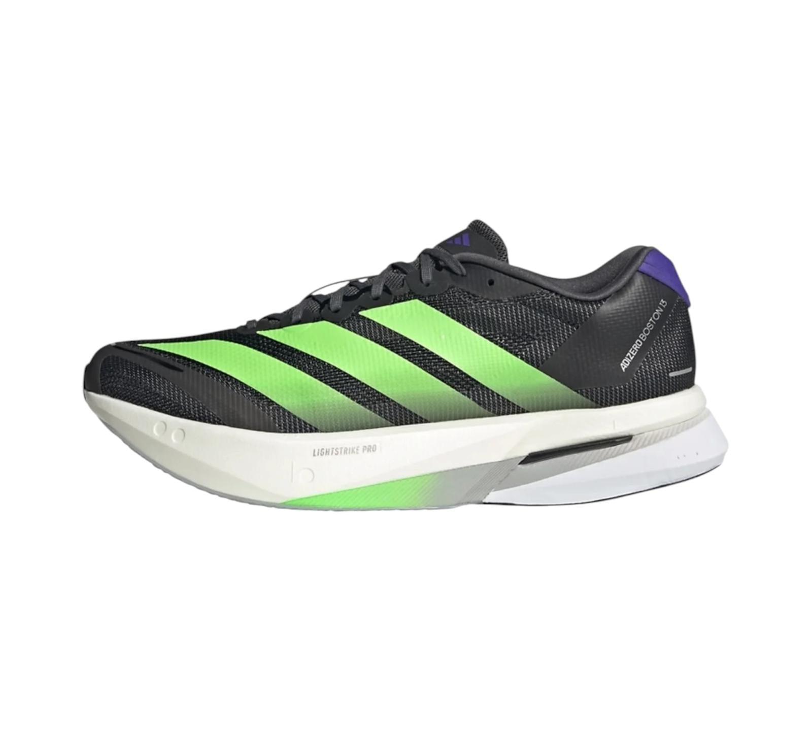 ADIZERO BOSTON 13 SHOES  BLACK LIME BURST