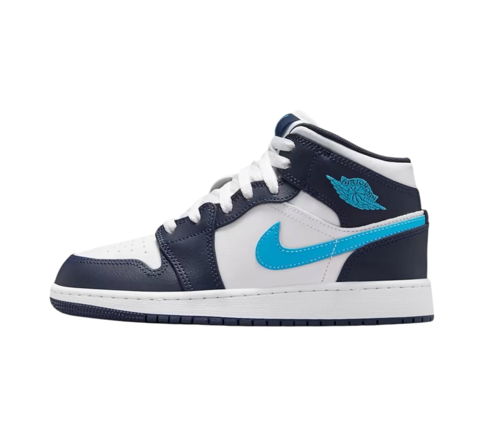 JORDAN 1 MID OBSIDIAN DARK POWDER BLUE