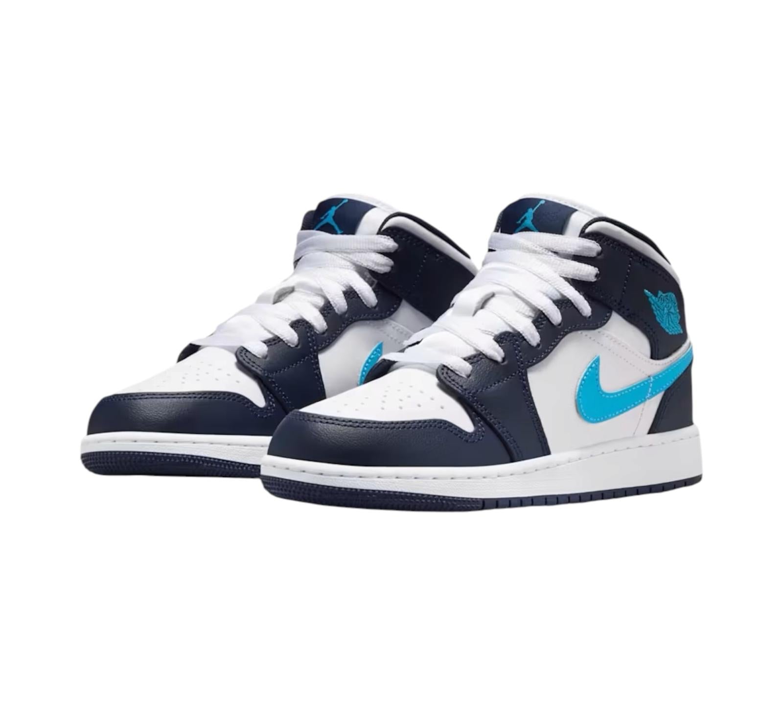JORDAN 1 MID OBSIDIAN DARK POWDER BLUE