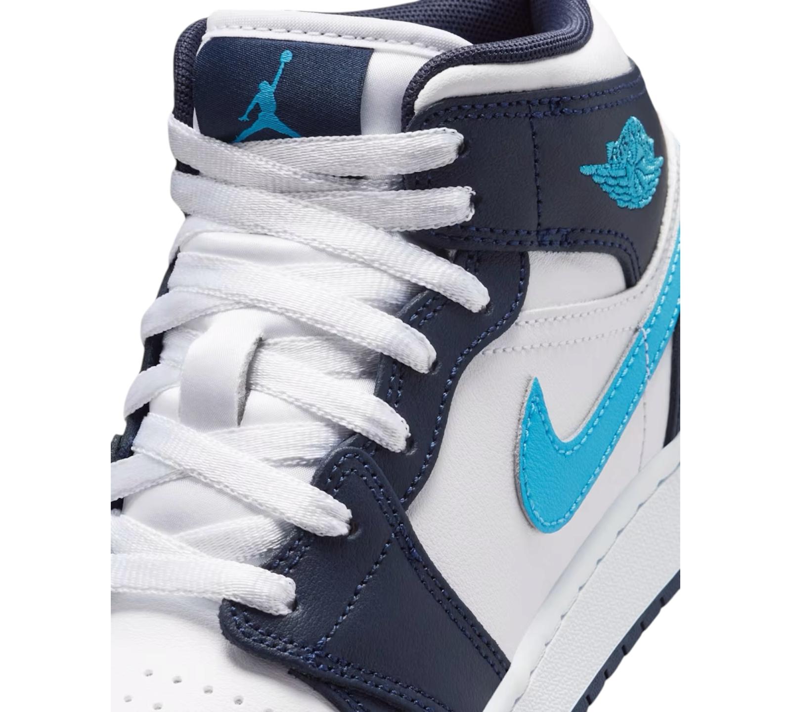 JORDAN 1 MID OBSIDIAN DARK POWDER BLUE