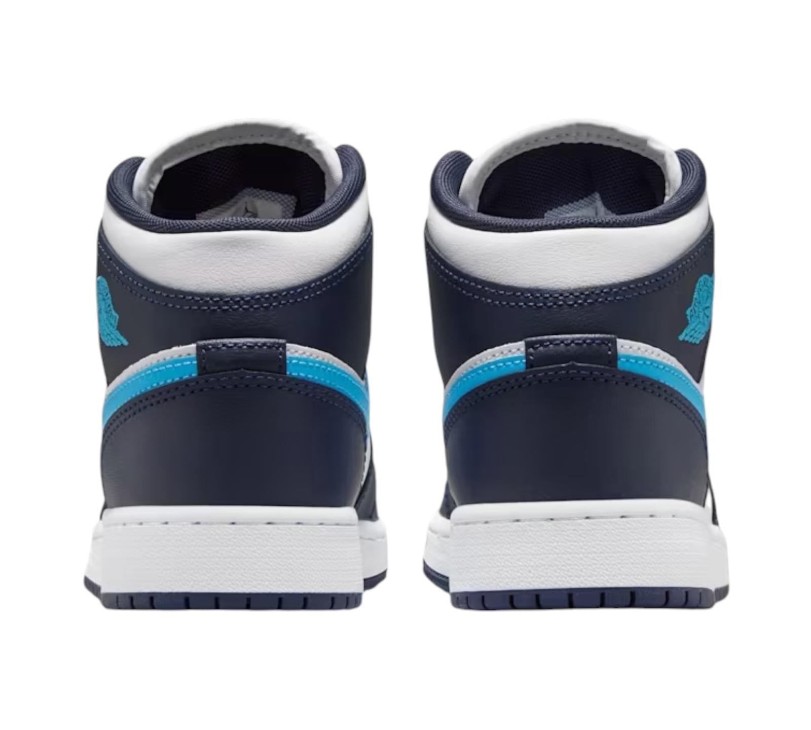 JORDAN 1 MID OBSIDIAN DARK POWDER BLUE