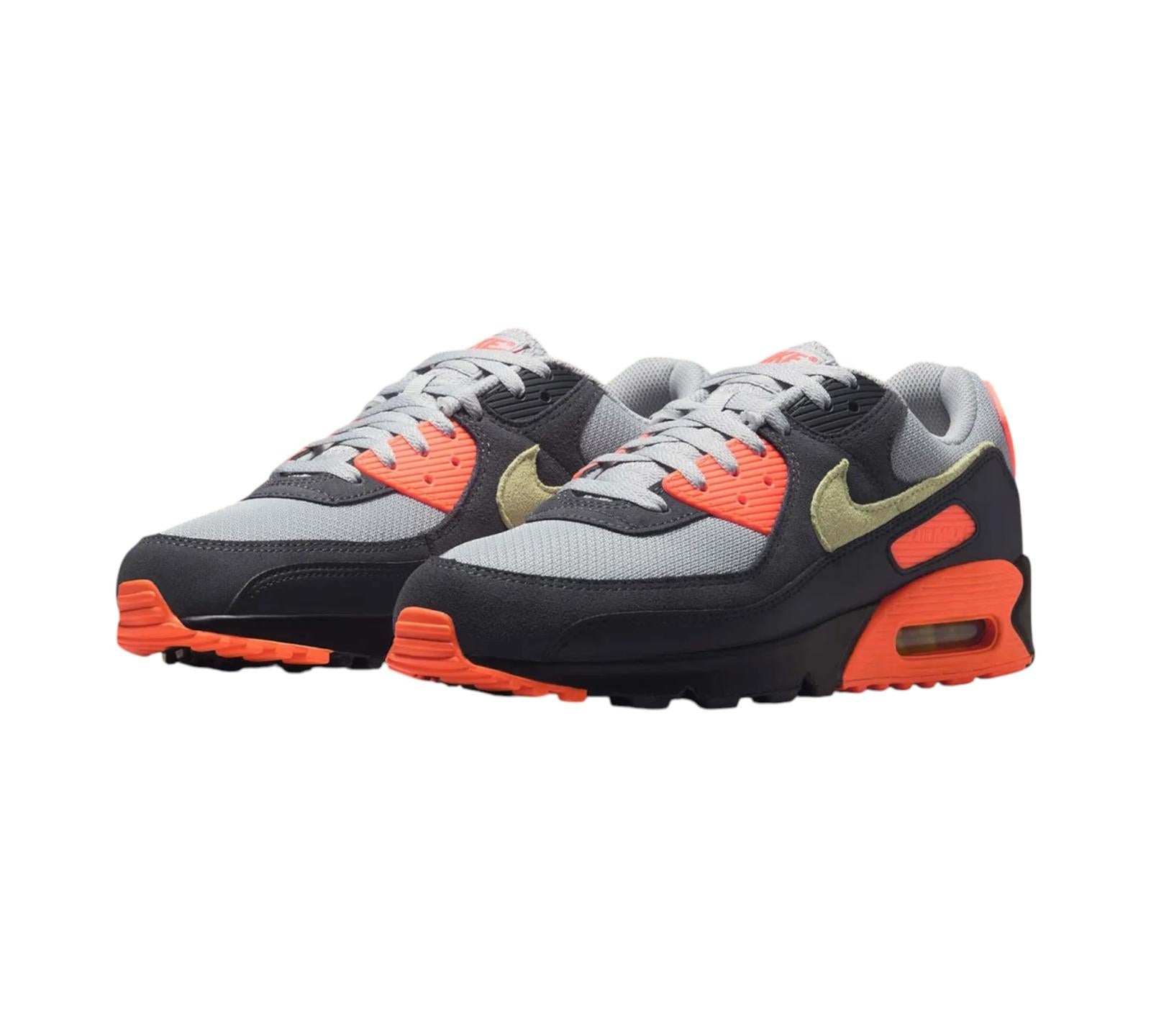 NIKE AIR MAX 90 LIGHT SMOKE GREY HYPER CRIMSON LIMELIGHT