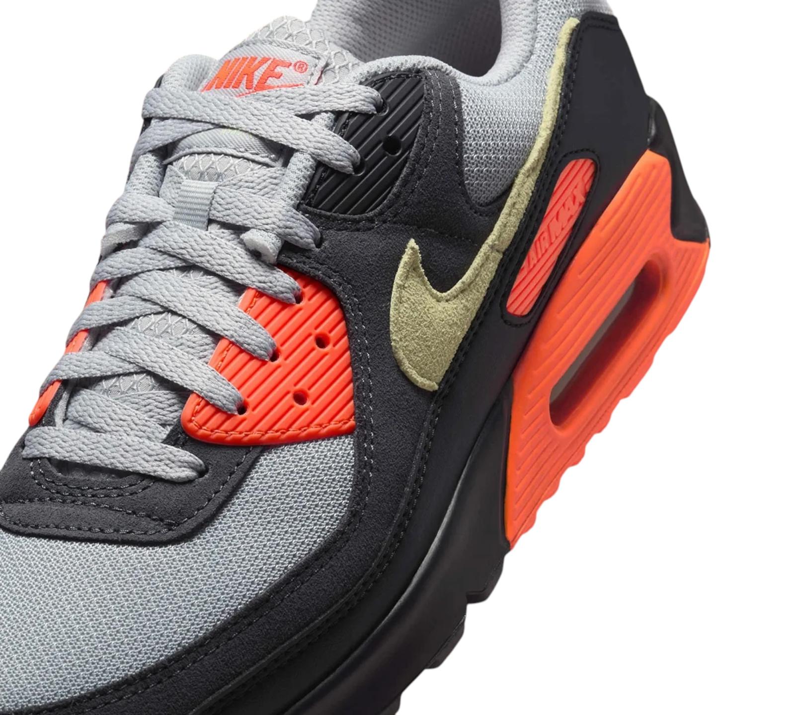 NIKE AIR MAX 90 LIGHT SMOKE GREY HYPER CRIMSON LIMELIGHT
