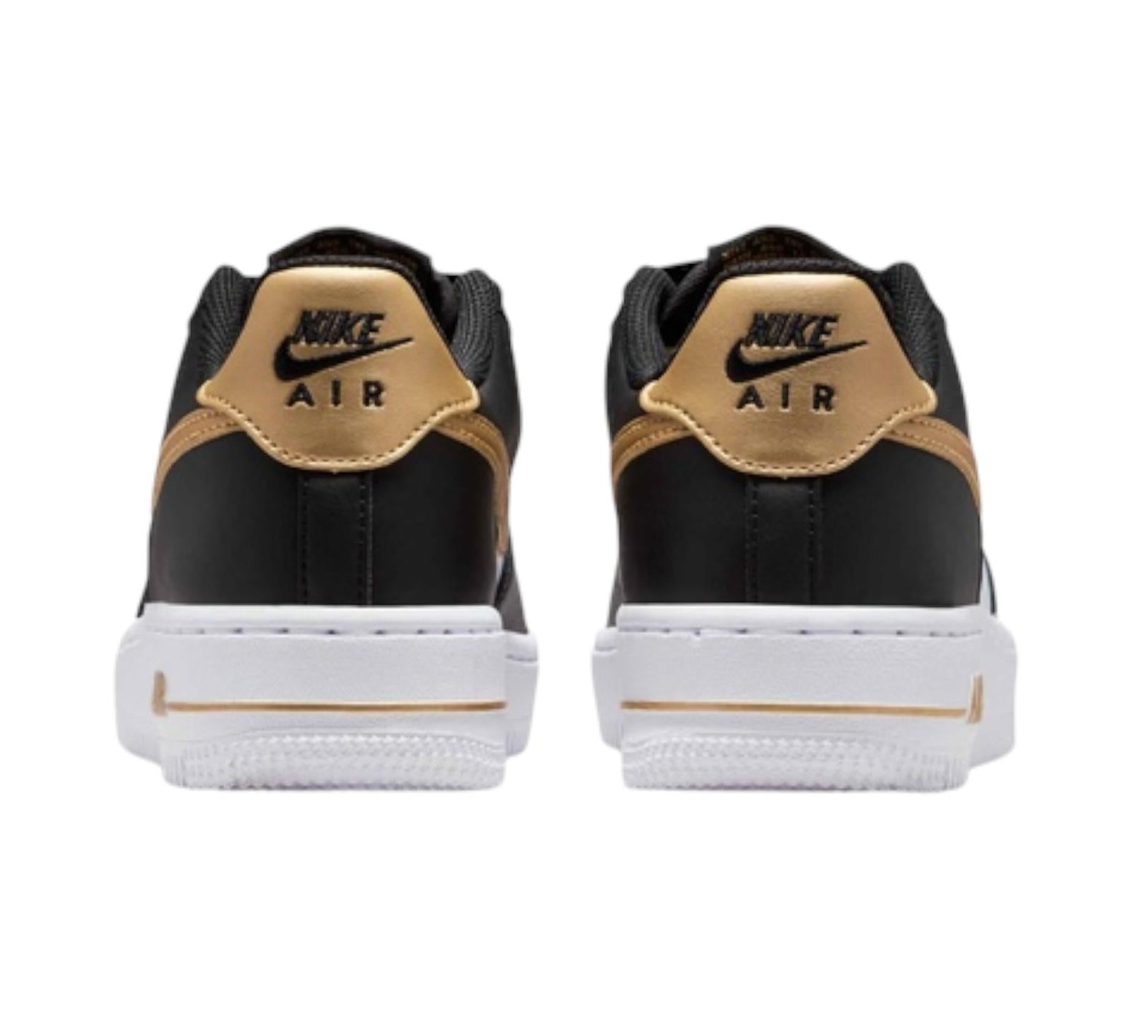 NIKE AIR FORCE 1 LOW BLACK WHITE METALLIC GOLD
