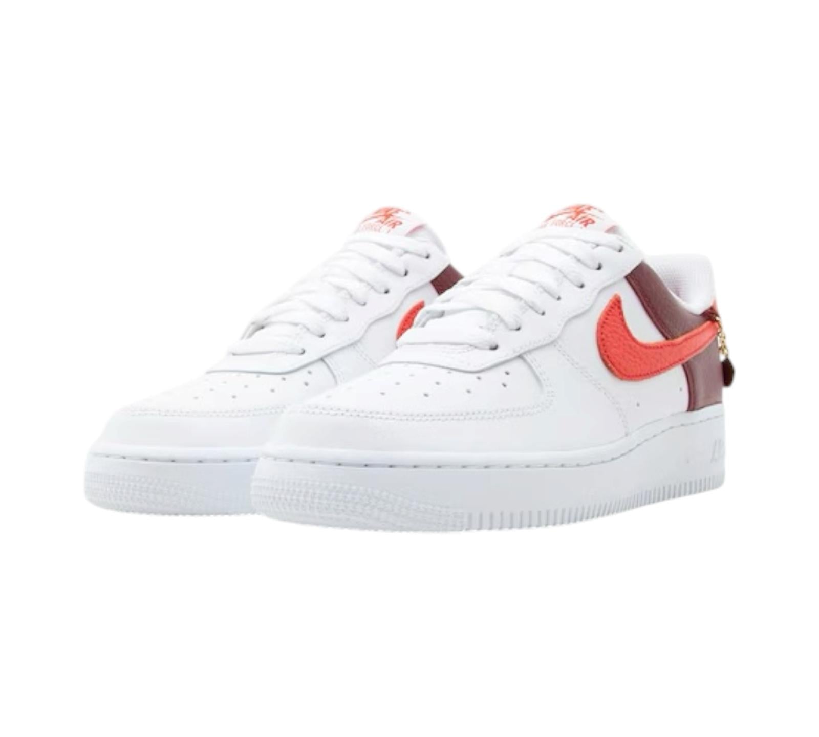 NIKE AIR FORCE 1 LOW '07 WHITE LIGHT CRIMSON GOLD CHARM BRACELET