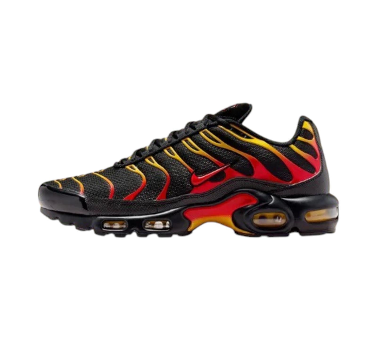NIKE AIR MAX PLUS BLACK UNIVERSITY GOLD RED